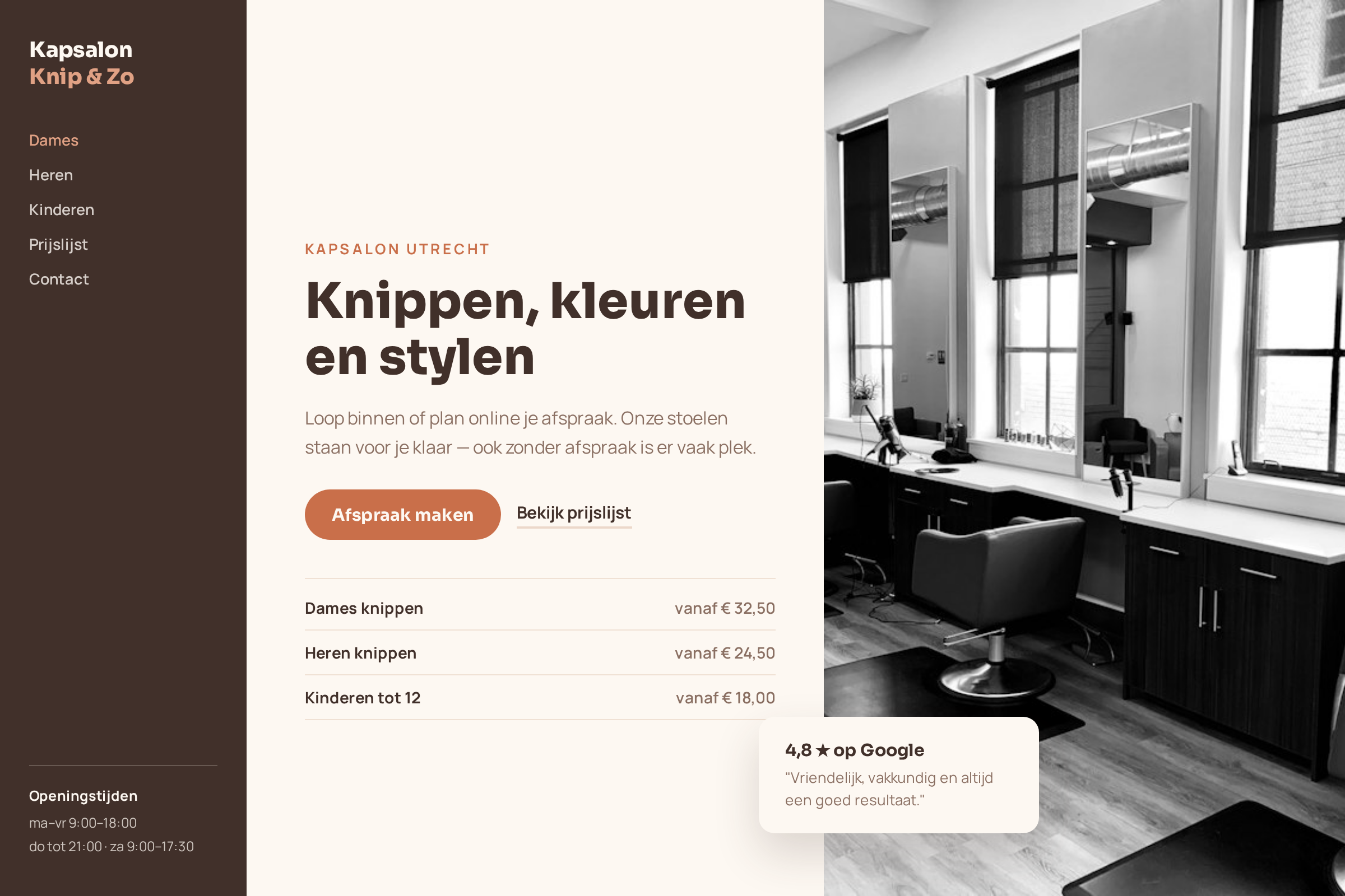 Voorbeeld: Kapsalon — voorbeeldontwerp